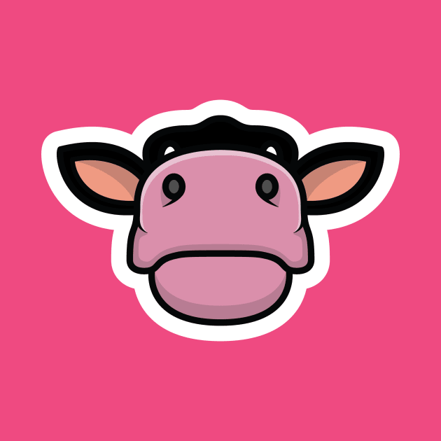 Beautiful Cow Head Sticker design vector illustration. Animal object icon concept. Farm animal cow cartoon character sticker design. Eid Mubarak icon concept. by AlviStudio