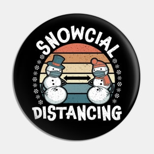 Snowcial Distancing - Funny Christmas Thanksgiving 2020 Vintage Retro Sunset Pin