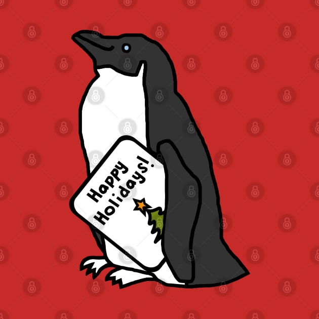 Cute Christmas Penguin says Happy Holidays by ellenhenryart