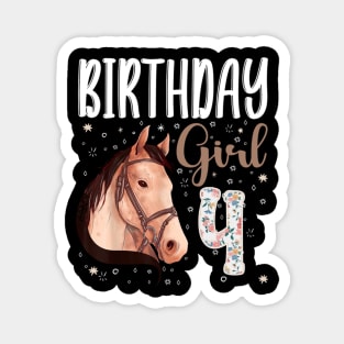 Horse Animal Lovers 4th Birthday Girl Magnet