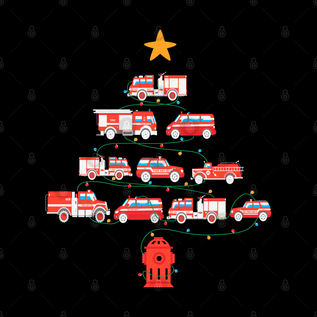 Firefighter Christmas Tree Fire Department Emergency Vehicles Christmas Gift by BadDesignCo