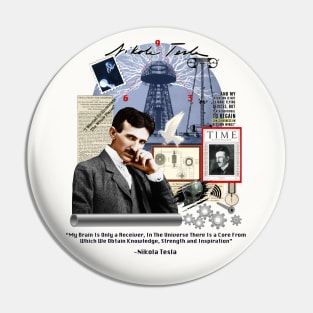 Nikola Tesla Collage LT Pin