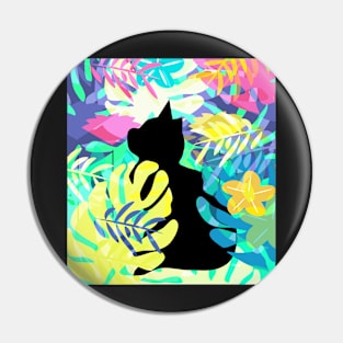 Tropical with black cat Pin