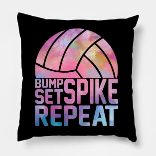 Colorful Teen Girls Volleyball Bump Set Spike Repeat Pillow