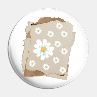 Brown paper and flower Pin