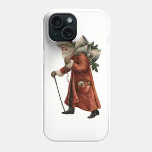 Walking red Scandinavian Christmas Santa carrying bells Phone Case