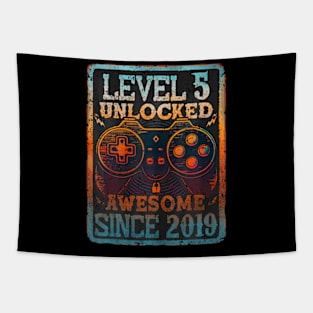 Level 5 Unlocked 5 Year Old 5Th Birthday Gamer Boys Kids Tapestry