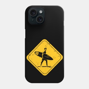 Surfer crossing distressed graphic surf art Phone Case