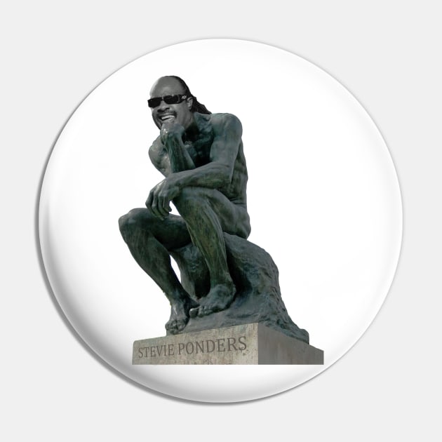 Stevie Ponders Roman Statue Stevie Wonder Pun Meme Pin by swankyswamprat