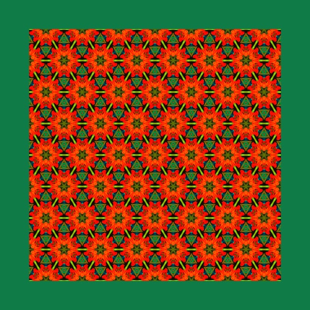 Red poppy floral honeycomb tile pattern by redwitchart