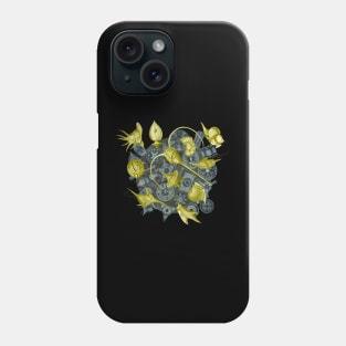 Ernst Haeckel Yellow Peridinea on Cerulean Diatoms Phone Case