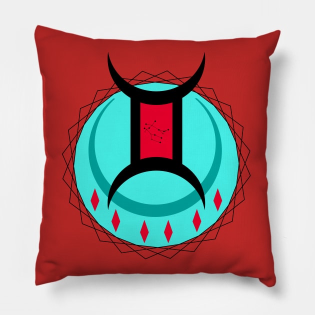 Turqred Constellation of The Gemini Pillow by kenallouis