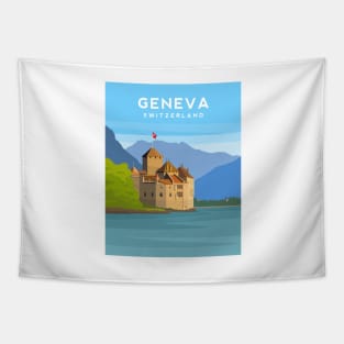 Lake Geneva, Switzerland - Chillon Castle Tapestry