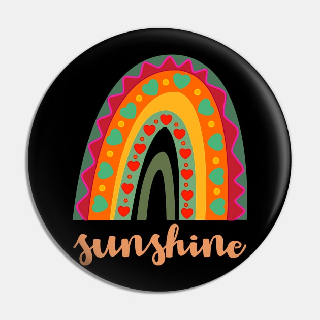 Sunshine Rainbow colored handrawn vintage retro Pin by SpaceWiz95