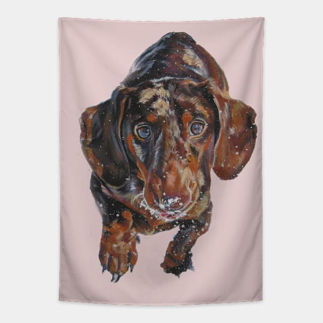 Dachshund Fine Art Painting Tapestry by LASHEPARD