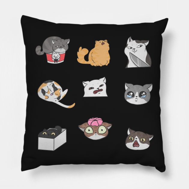 Meme cats stickers Pillow by IcyBubblegum