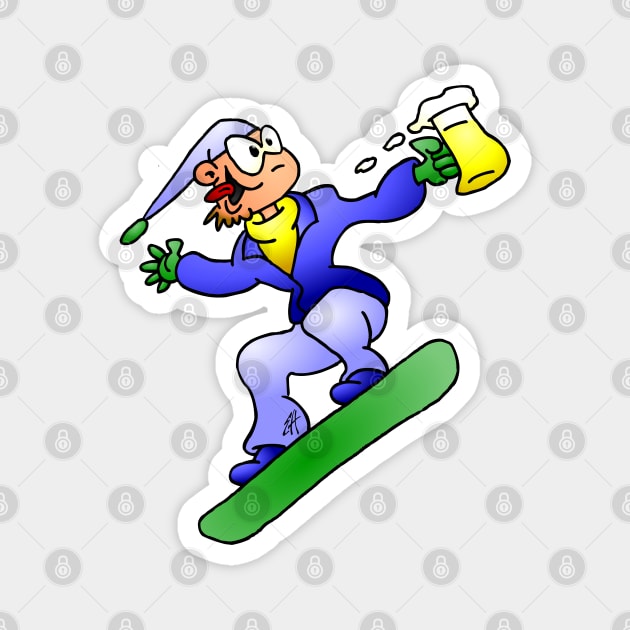 Snowboarding with a beer Magnet by Cardvibes