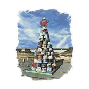 Crab Basket Christmas Tree in Watercolor T-Shirt