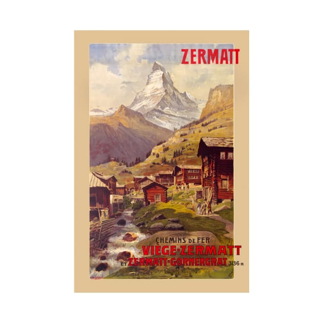 Zermatt Switzerland Vintage Poster 1900 by vintagetreasure