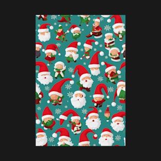 Christmas Seamless Pattern, Santa and Christmas Gnomes #10 T-Shirt