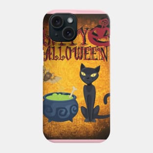 Happy Halloween Black Cat & Bat Phone Case