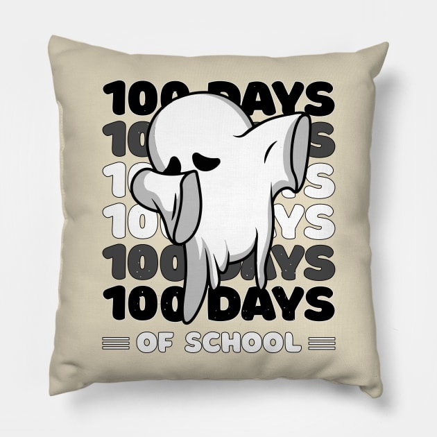 100 Days of school typography featuring a Cute Dabbing ghost #4 Pillow by XYDstore