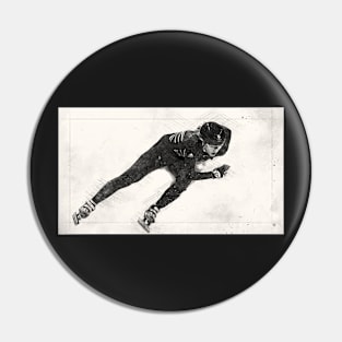 Speed Skater Watercolour Drawing Pin