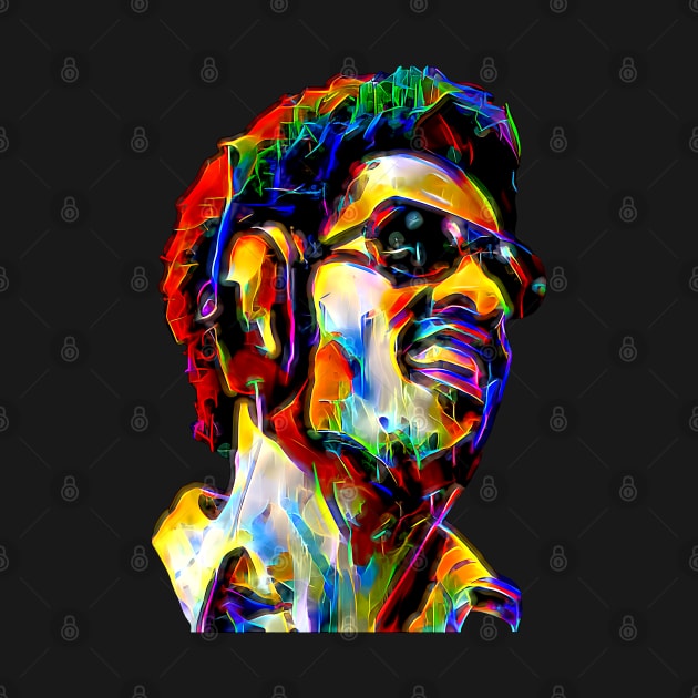 Stevie Wonder in Pop Art Neon Glow by Mr.FansArt