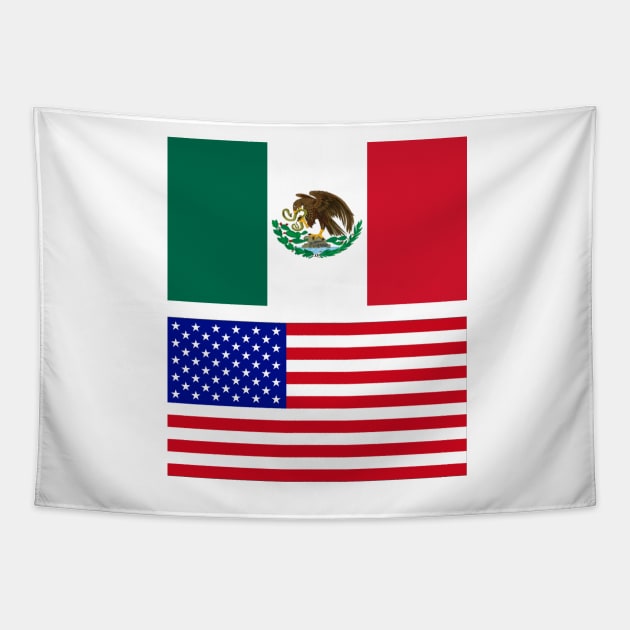 The American and Mexican Flag Tapestry by Islanr