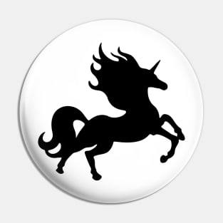 Black Running Unicorn Silhouette Pin