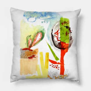 Abstract mixed media colorful landscape illustration Pillow