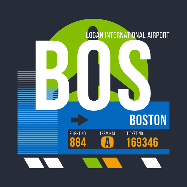 Boston (BOS) Airport // Retro Sunset Baggage Tag by Now Boarding