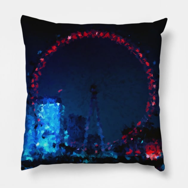 London Eye at Night Pillow by AlexMir