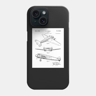 Lockheed Airplane Patent - Electra Air Plane Art - Black And White Phone Case