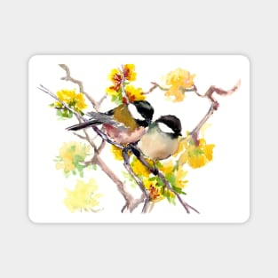 Birds in The Spring, Beutiful Cute bird art, design Magnet