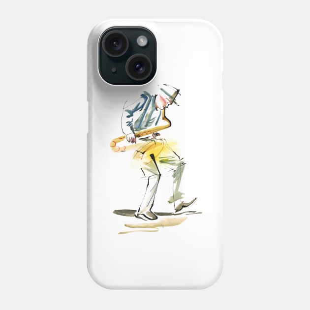 Saxophonist Player Musician Drawing Phone Case by Catarina Garcia