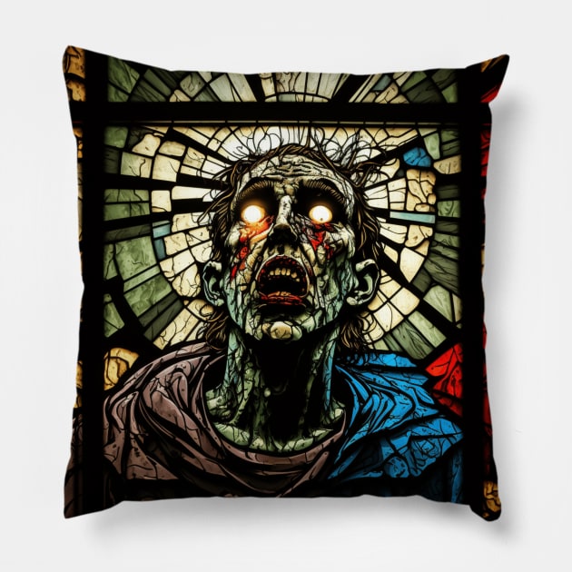 Stained Glass Priest Pillow by Nightarcade