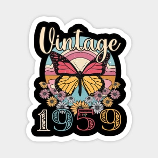 Floral Butterfly Retro Vintage 1959 64th Birthday Magnet