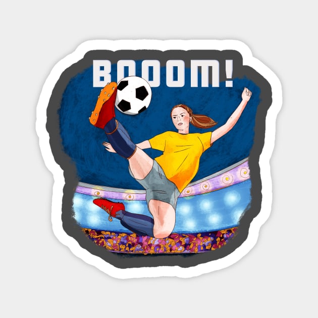 Booom! Soccer girl Magnet by SW10 - Soccer Art