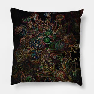 Black Panther Art - Flower Bouquet with Glowing Edges 19 Pillow