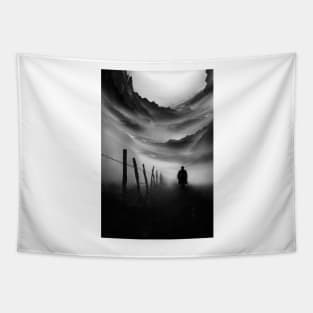 Going Nowhere Black and White Abstract Illustration Tapestry