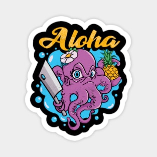 Aloha Octopus holding pineapple Magnet