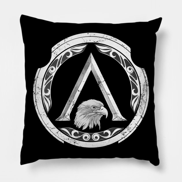 Golden Eagle Spartan Shield Pillow by NicGrayTees