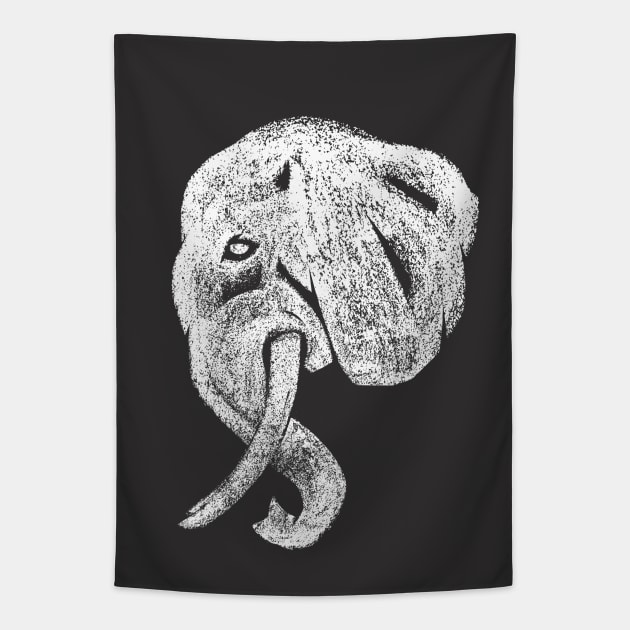 Side profile of an intelligent animal, elephant head in charcoal medium Tapestry by GeeTee