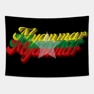 I stand with Myanmar - Flag colors Tapestry