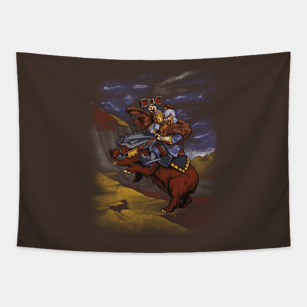 Crossing Lonely Mountain Tapestry by poopsmoothie