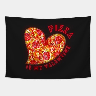 Pizza is My Valentine Cute Pepperoni Pizza Heart Tapestry