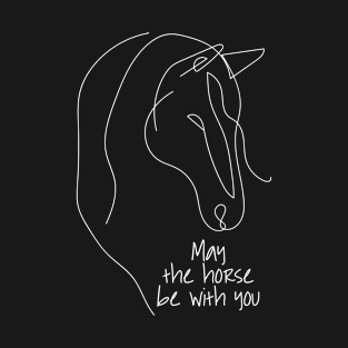 May the horse be with you - Cute Horse Head On Black T-Shirt