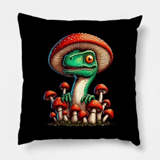 Cute Velociraptor Mushroom Hat Dinosaur Garden Pillow