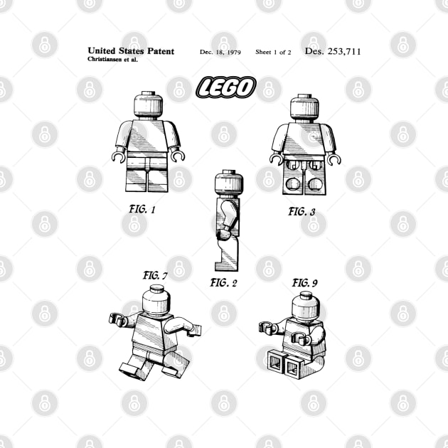 Lego Toy Figure Patent Black by Luve